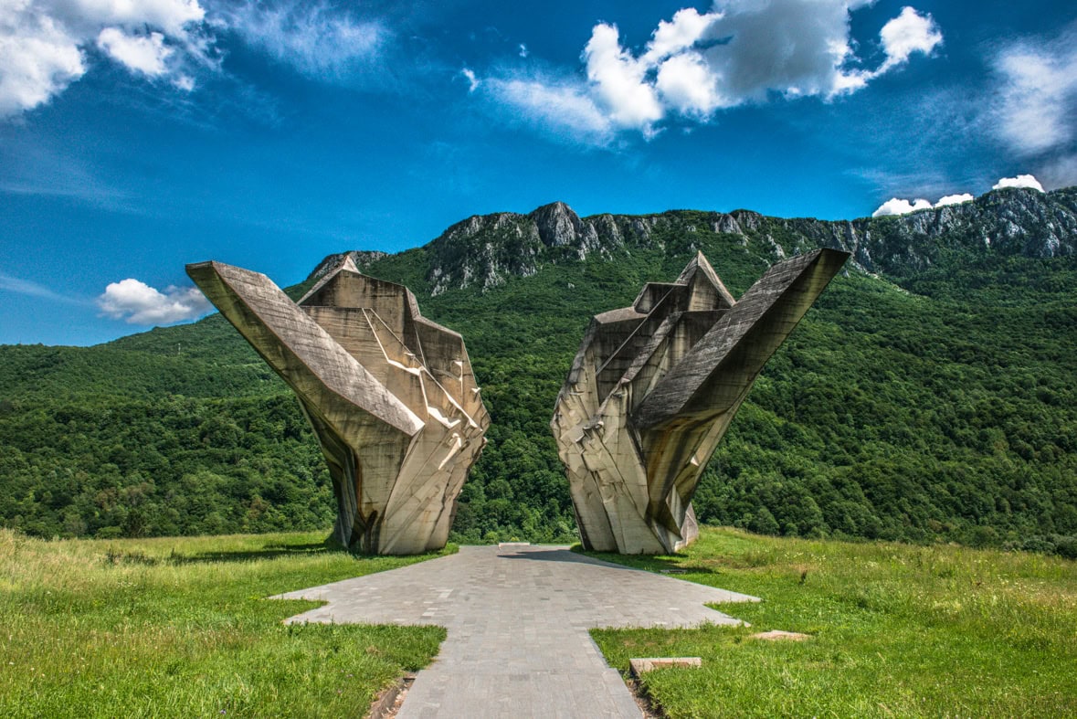 Tjentište, the battle of Sutjeska Memorial complex in the Valley of Heroes.
